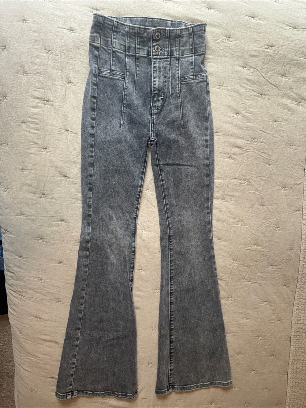 We The Free High-Waist Gray Flare Jeans